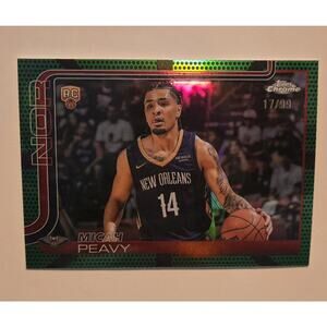 Micah Peavy RC Green Refractor /99 2025 Topps Chrome Rookie #291 Pelicans